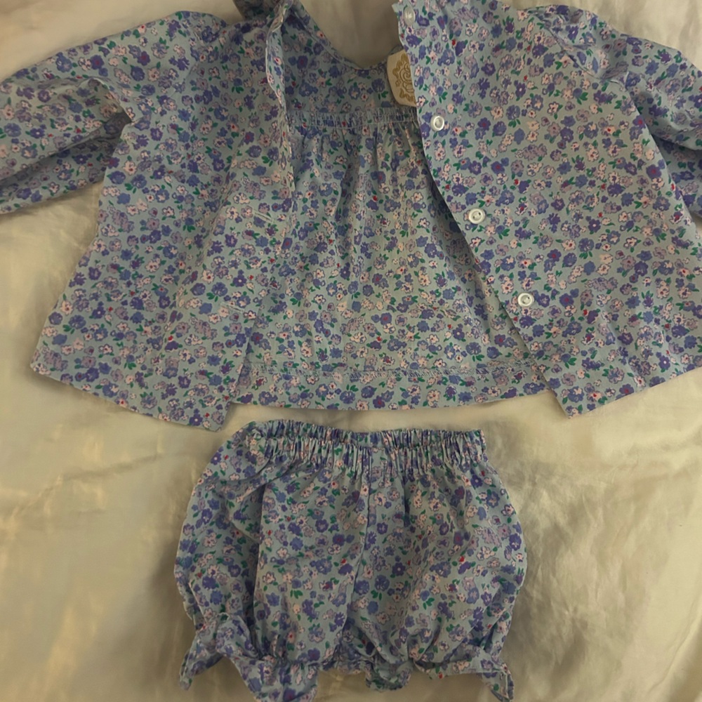 The Beaufort Bonnet Company Purple Floral Matching Set